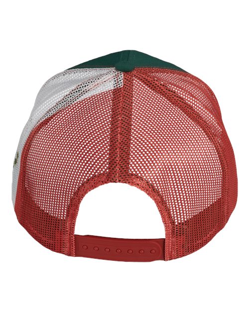 Kati S700M Printed Mesh Trucker Cap - Dark Green/ Red/ Mexico Flag - back