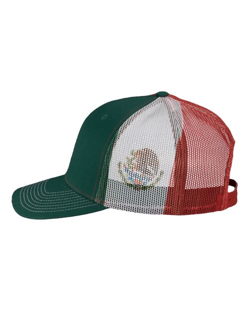 Kati S700M Printed Mesh Trucker Cap - Dark Green/ Red/ Mexico Flag - side