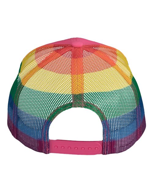 Kati S700M Printed Mesh Trucker Cap - Hot Pink/ Rainbow - back