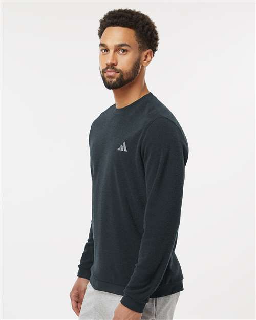 Adidas A586 Men's Terry Loop Crewneck Sweatshirt - Black - model side