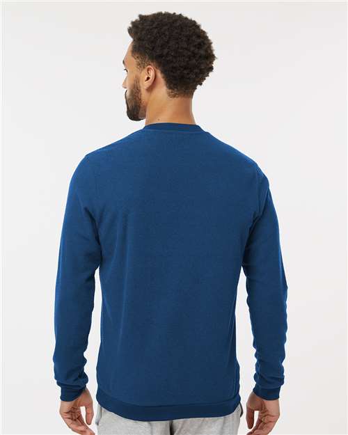 Adidas A586 Men's Terry Loop Crewneck Sweatshirt - Collegiate Navy - model back