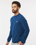 Adidas A586 Men's Terry Loop Crewneck Sweatshirt - Collegiate Navy - model side