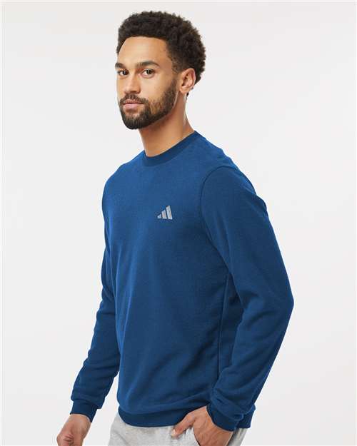 Adidas A586 Men's Terry Loop Crewneck Sweatshirt - Collegiate Navy - model side