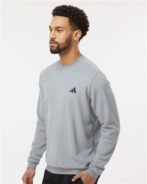 Adidas A586 Men's Terry Loop Crewneck Sweatshirt - Grey Three - model side