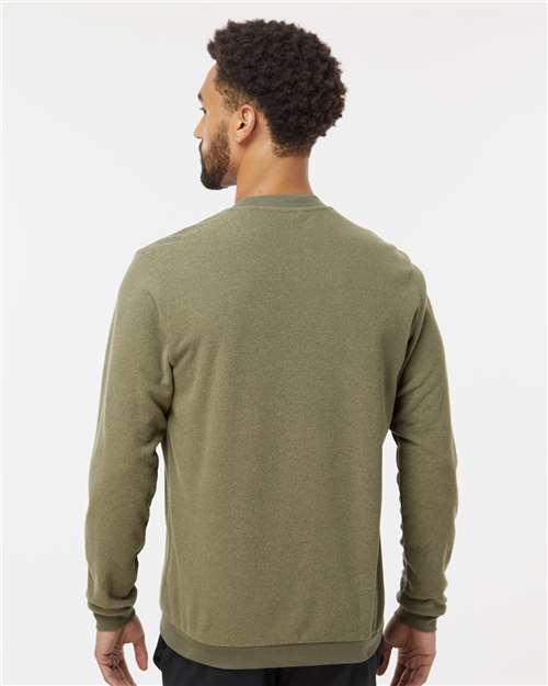 Adidas A586 Men's Terry Loop Crewneck Sweatshirt - Olive Strata - model back