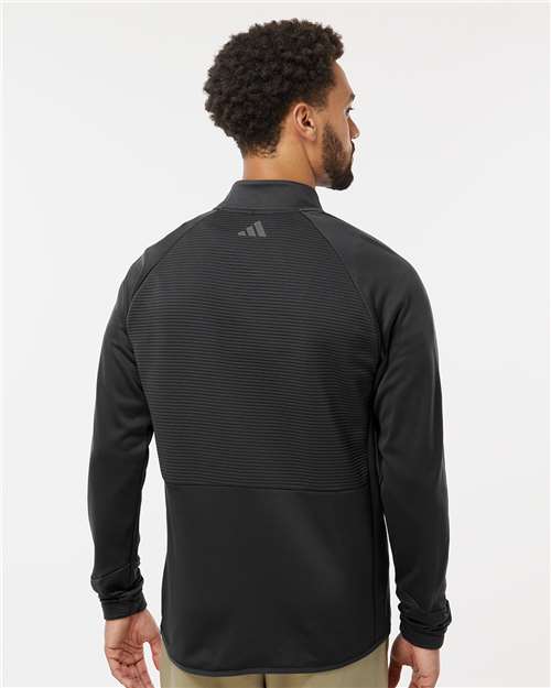 Adidas A587 Men's Performance Quarter-Zip Pullover - Black - model back