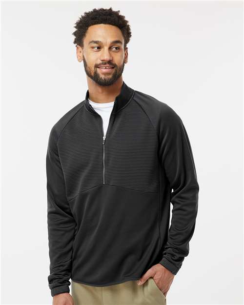 Adidas A587 Men's Performance Quarter-Zip Pullover - Black - model front