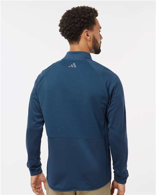 Adidas A587 Men's Performance Quarter-Zip Pullover - Crew Navy - model back