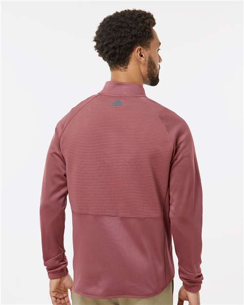 Adidas A587 Men's Performance Quarter-Zip Pullover - Quiet Crimson - model back