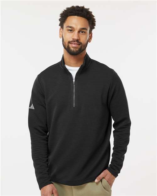 Adidas A588 Men's Spacer Quarter-Zip Pullover - Black - model front
