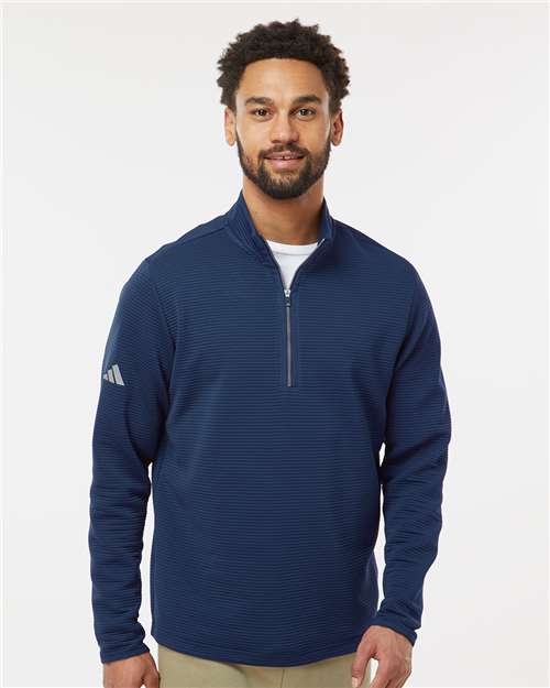 Adidas A588 Men's Spacer Quarter-Zip Pullover - Collegiate Navy - model front