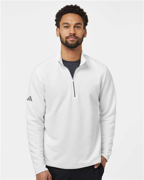 Adidas A588 Men's Spacer Quarter-Zip Pullover - Core White - model front