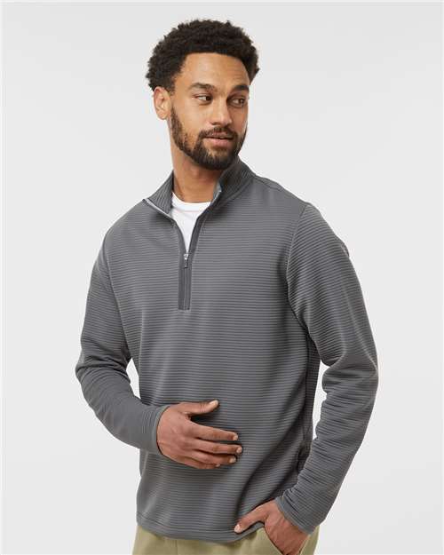 Adidas A588 Men's Spacer Quarter-Zip Pullover - Grey Five - model side