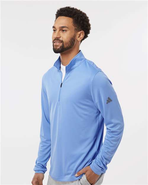 Adidas A401 Men's Ultimate365 Lightweight Quarter-Zip Pullover - Blue Fusion - model side