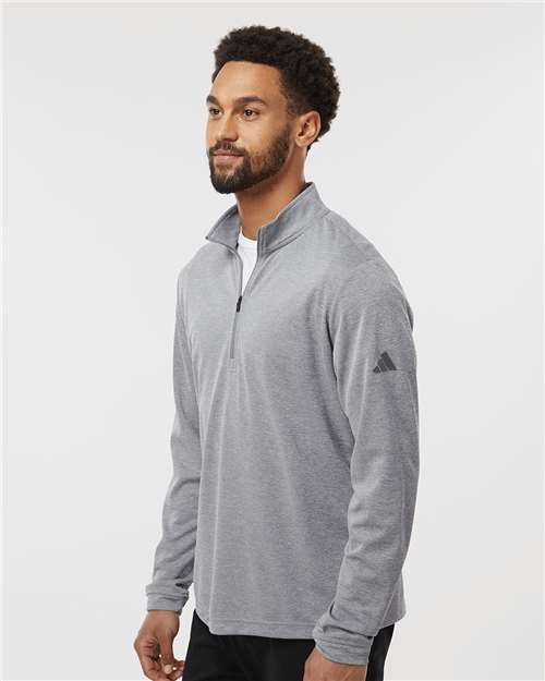Adidas A401 Men's Ultimate365 Lightweight Quarter-Zip Pullover - Grey Three Melange - model side