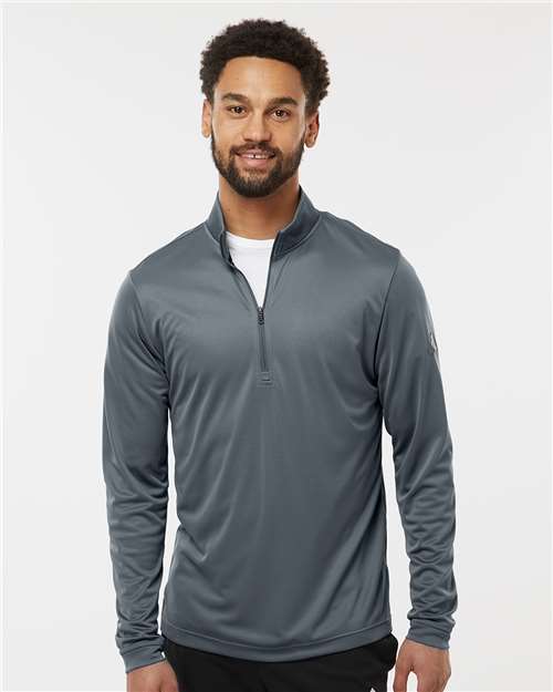 Adidas A401 Men's Ultimate365 Lightweight Quarter-Zip Pullover - Onix - model front