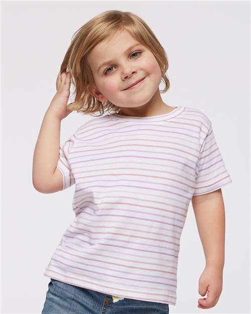 Rabbit Skins 3321 Toddler Fine Jersey Tee - Lilac Stripe - model front