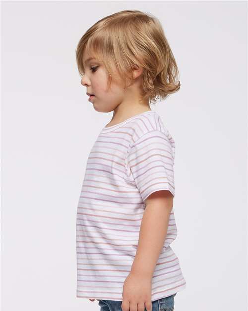 Rabbit Skins 3321 Toddler Fine Jersey Tee - Lilac Stripe - model side