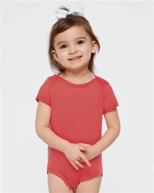 Rabbit Skins 4424 Infant Fine Jersey Bodysuit - Passionfruit - model front