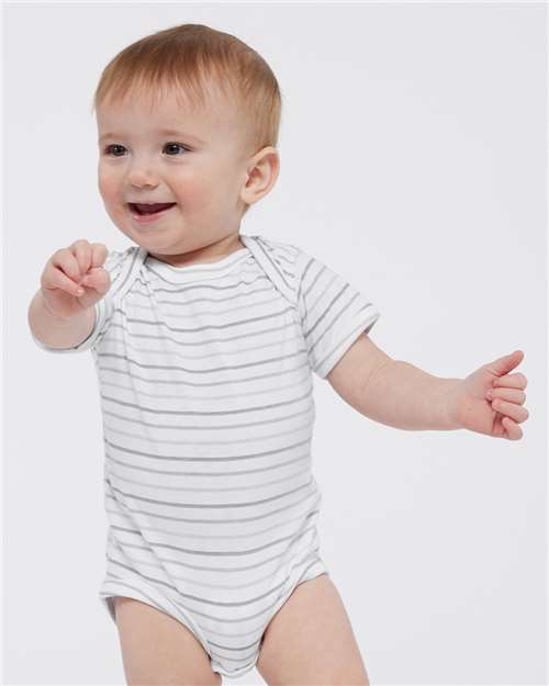 Rabbit Skins 4424 Infant Fine Jersey Bodysuit - Shadow Stripe - model front
