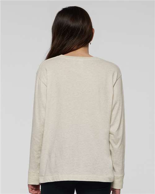 LAT 6201 Youth Fine Jersey Long Sleeve Tee - Natural Heather - model back