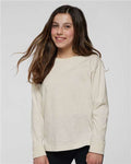 LAT 6201 Youth Fine Jersey Long Sleeve Tee - Natural Heather - model front
