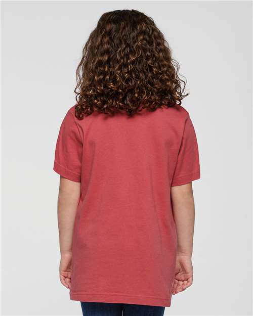 LAT 6101 Youth Fine Jersey Tee - Passionfruit - model back