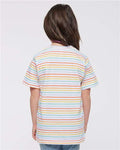 LAT 6101 Youth Fine Jersey Tee - Rainbow Stripe - model back