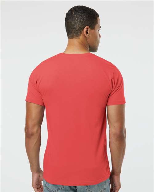 LAT 6901 Unisex Fine Jersey Tee - Passionfruit - model back