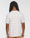 LAT 6901 Unisex Fine Jersey Tee - Rainbow Stripe - model back