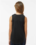 LAT 2692 Girls' Relaxed Fine Jersey Tank - Black - model back