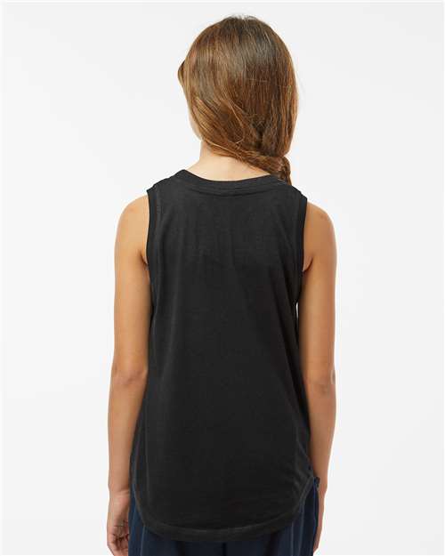 LAT 2692 Girls' Relaxed Fine Jersey Tank - Black - model back