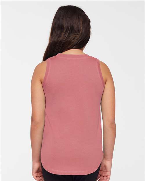 LAT 2692 Girls' Relaxed Fine Jersey Tank - Mauvelous - model back