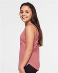 LAT 2692 Girls' Relaxed Fine Jersey Tank - Mauvelous - model side