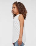 LAT 2692 Girls' Relaxed Fine Jersey Tank - White - model side