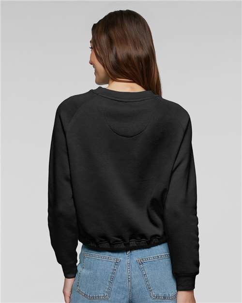 LAT 3528 Women's Relaxed Boxy Crewneck Sweatshirt - Black - model back