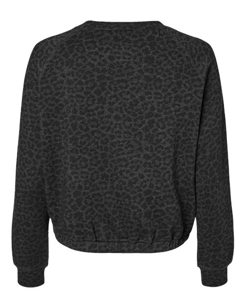 LAT 3528 Women's Relaxed Boxy Crewneck Sweatshirt - Black Leopard - back