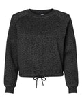 LAT 3528 Women's Relaxed Boxy Crewneck Sweatshirt - Black Leopard - front