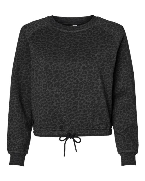 LAT 3528 Women's Relaxed Boxy Crewneck Sweatshirt - Black Leopard - front