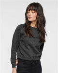 LAT 3528 Women's Relaxed Boxy Crewneck Sweatshirt - Black Leopard - model front