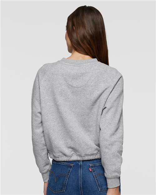 LAT 3528 Women's Relaxed Boxy Crewneck Sweatshirt - Heather - model back