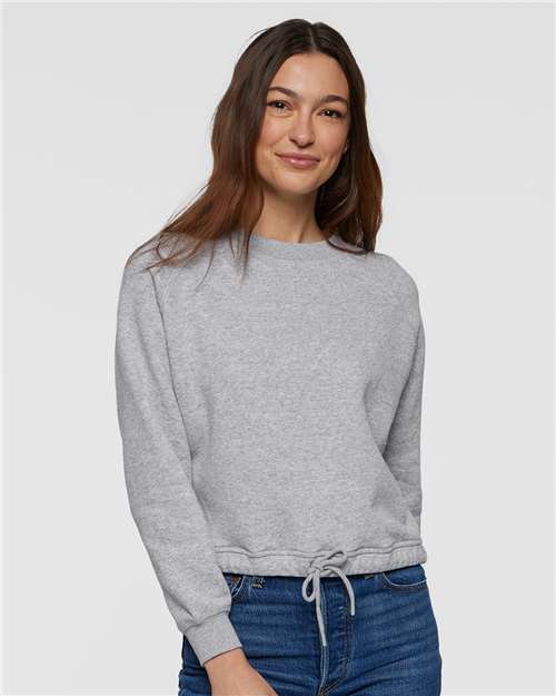 LAT 3528 Women's Relaxed Boxy Crewneck Sweatshirt - Heather - model front