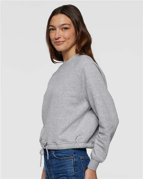 LAT 3528 Women's Relaxed Boxy Crewneck Sweatshirt - Heather - model side