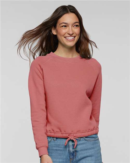 LAT 3528 Women's Relaxed Boxy Crewneck Sweatshirt - Mauvelous - model front