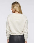 LAT 3528 Women's Relaxed Boxy Crewneck Sweatshirt - Natural Heather - model back