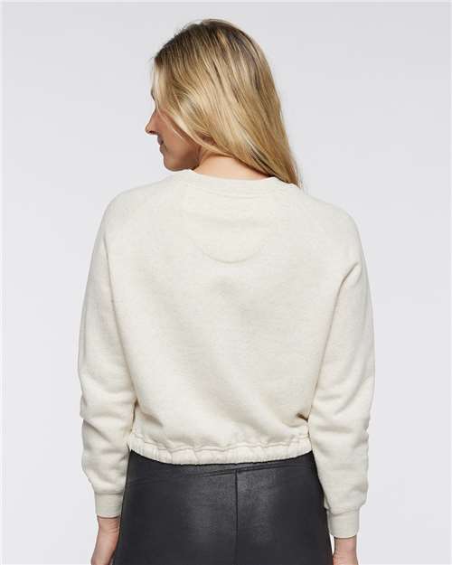 LAT 3528 Women's Relaxed Boxy Crewneck Sweatshirt - Natural Heather - model back