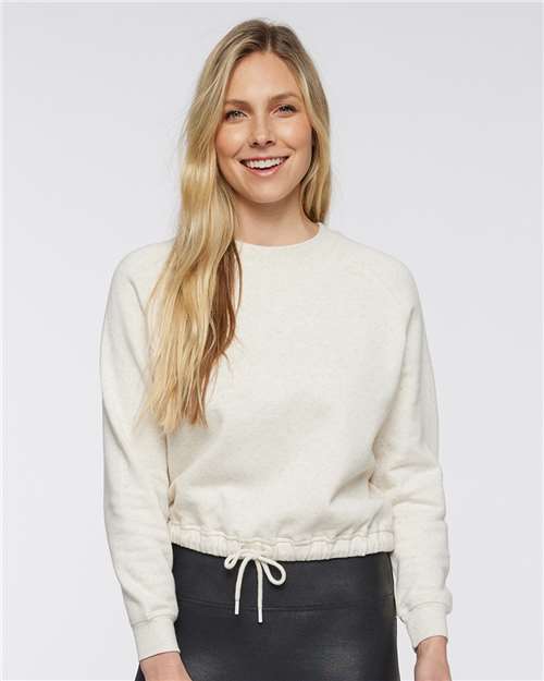 LAT 3528 Women's Relaxed Boxy Crewneck Sweatshirt - Natural Heather - model front