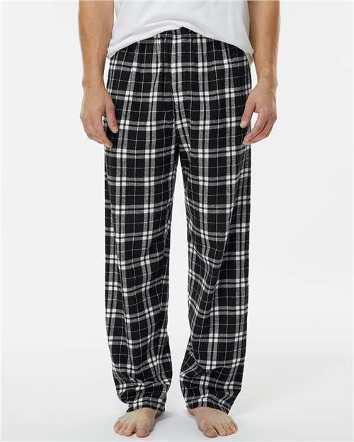 Boxercraft BM6624 Men's Harley Flannel Pants - Black/ White - model front