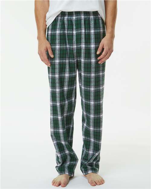 Boxercraft BM6624 Men's Harley Flannel Pants - Green/ White Plaid - model front