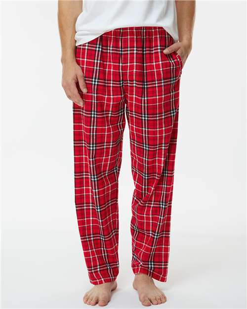 Boxercraft BM6624 Men's Harley Flannel Pants - Red/ White - model front
